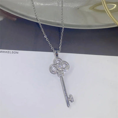 Copper O-shaped chain 18K Gold Plated Rose Gold Plated White Gold Plated Inlay Key Zircon Pendant Necklace