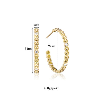 1 Pair Elegant Simple Style Geometric Flower Copper Zircon 24K Gold Plated Ear Studs