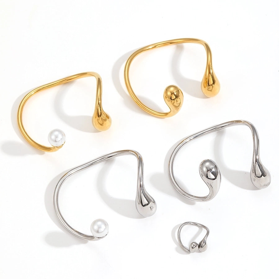 IG Style Retro Water Droplets 304 Stainless Steel Pearl Bangle In Bulk