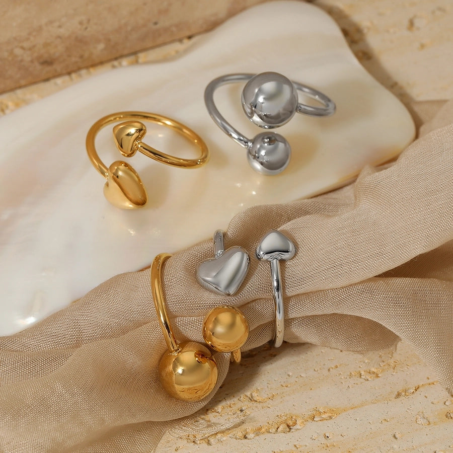 Jewelry Modern Style Artistic Solid Color 304 Stainless Steel 16K Gold Plated White Gold Plated Gold Plated Plating Rings