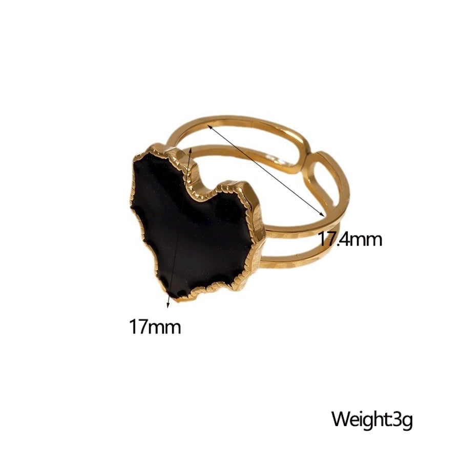 Jewelry Cute Vintage Style Simple Style Heart Shape 304 Stainless Steel 18K Gold Plated Enamel Stainless Steel Rings