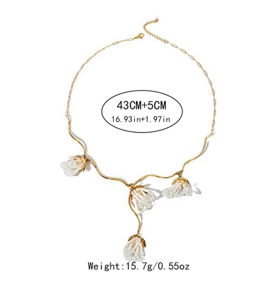 Jewelry Elegant Lady Geometric 304 Stainless Steel Zircon 14K Gold Plated Plating Three Layer Necklace Necklace