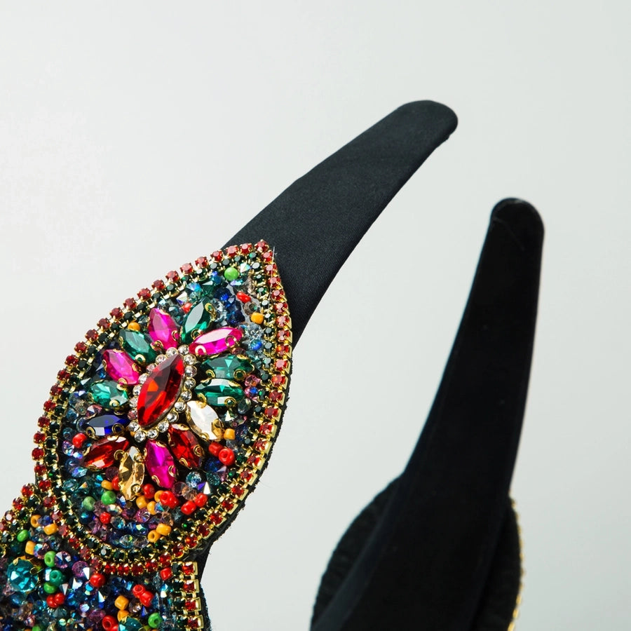 Women's Elegant Luxurious Flower Cloth Inlay Rhinestones Pearl Hair Band