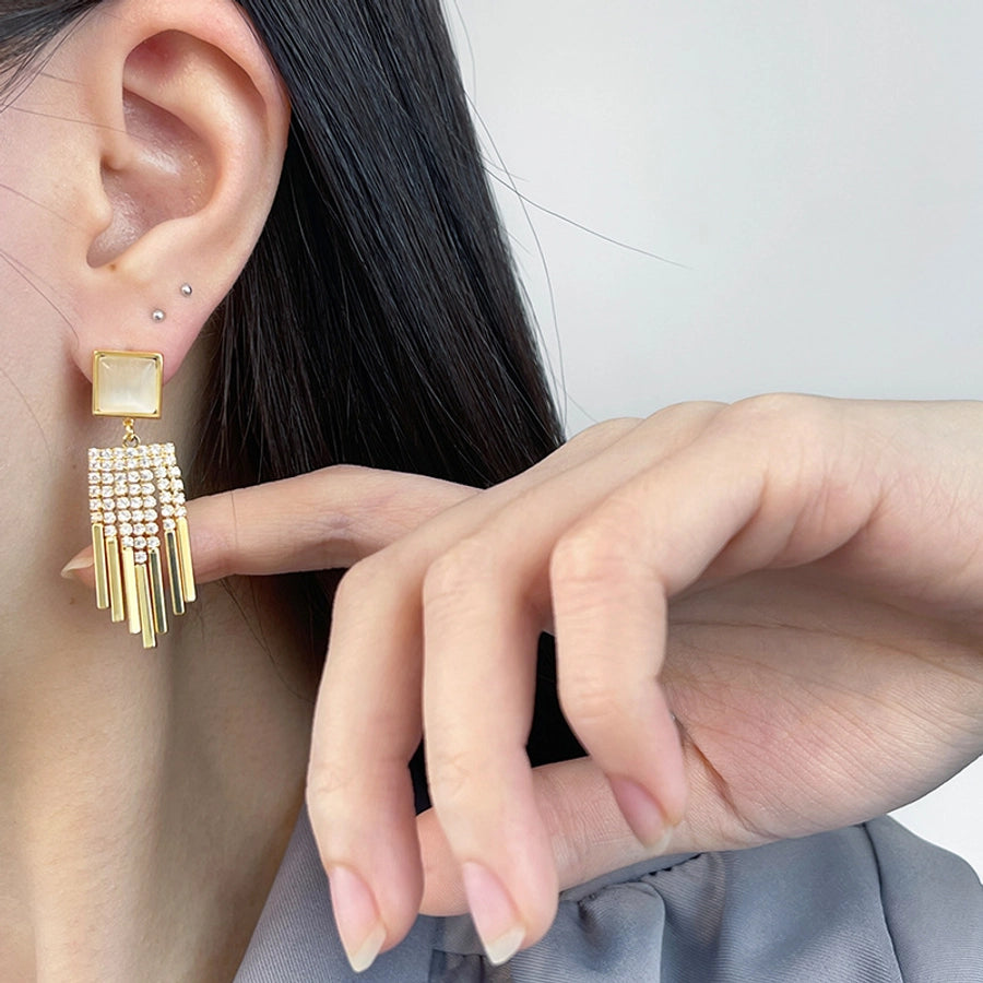 Shake the sound hot with the recommend 100 925 silver pin earrings earrings classic geometric long tassel earrings