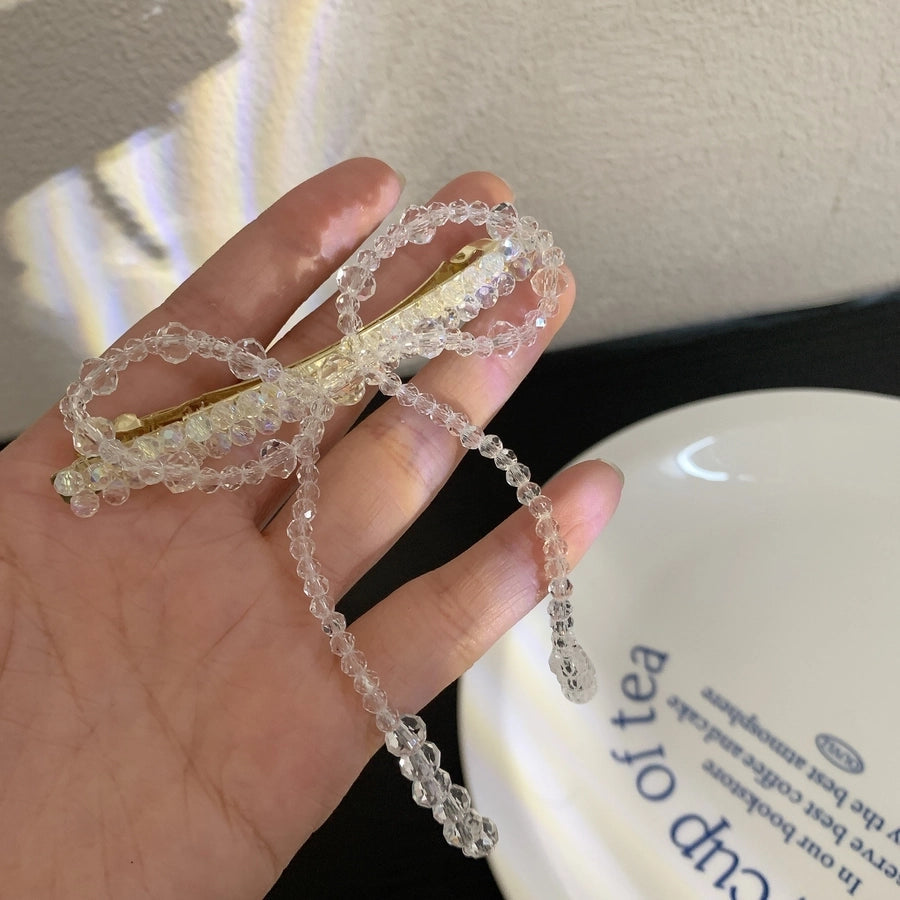 Women's Simple Style Classic Style Bow Knot Alloy Plastic Beaded Hair Clip