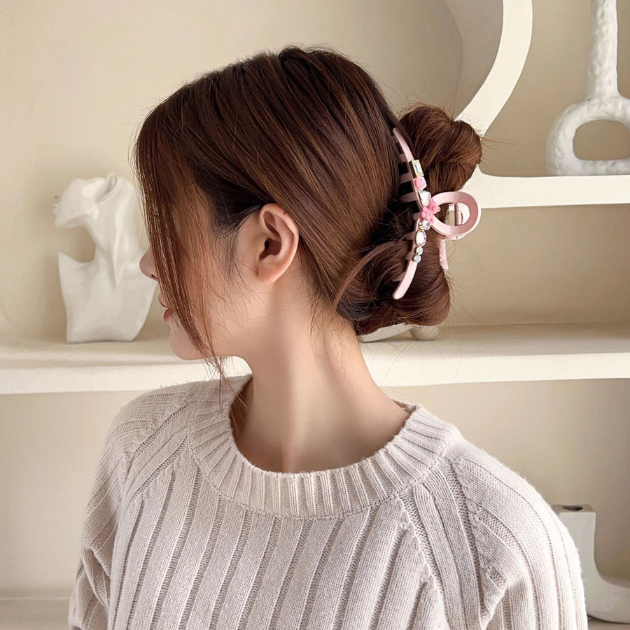 princess cute rabbit plastic cloth inlay rhinestones hair claws