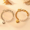Elegant Heart Shape Titanium Steel 18K Gold Plated Beaded Chain Cuban Link Chain Curb Chain Paperclip Chain Bracelets In Bulk