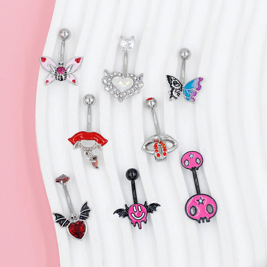 1 Piece Lip Rings Sexy Classic Style Heart Shape Smile Face Butterfly Pure Titanium Titanium Alloy Epoxy Plating Acrylic Rhinestones Glass White Gold Plated Belly Rings