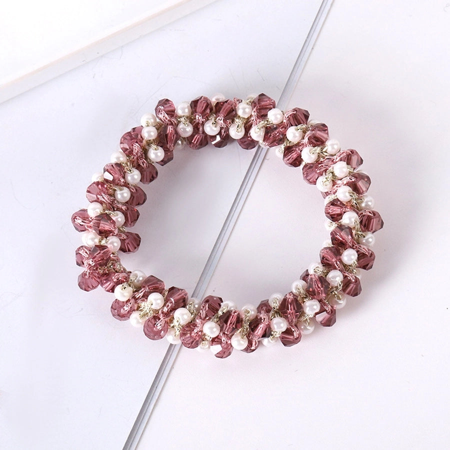 elegant geometric imitation pearl rhinestone hair tie