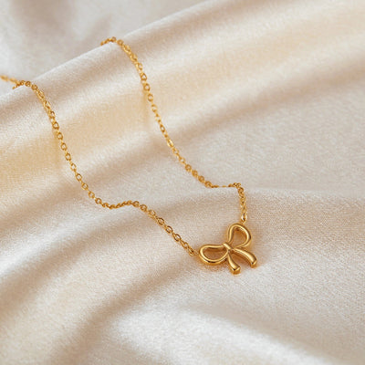 Jewelry IG Style Simple Style Bow Knot 304 Stainless Steel Pendant Necklace