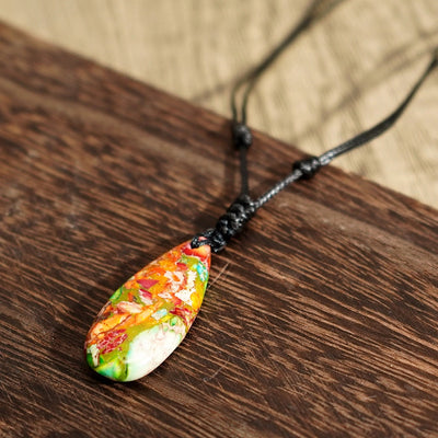 Bohemian Water Droplets Semi-precious stone rope Pendant Necklace In Bulk