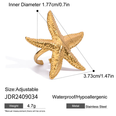 Jewelry Simple Style Classic Style Starfish 304 Stainless Steel 18K Gold Plated Rings Necklace