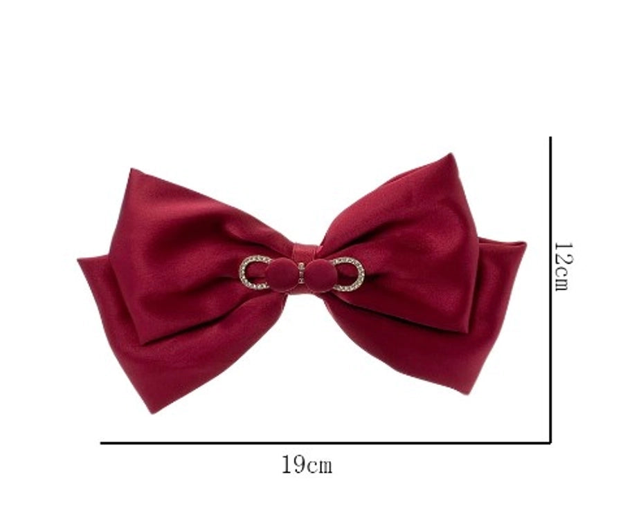 Women's Elegant Sweet Bow Knot Cloth Inlay Rhinestones Hair Clip