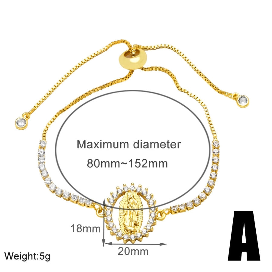 Copper Plating Inlay Pentagram Virgin Mary Zircon Bracelets