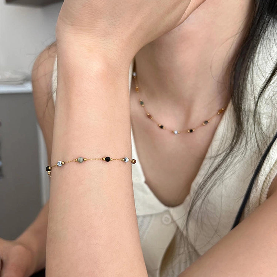 Jewelry Simple Style Geometric Titanium Steel Plating Bracelets Necklace