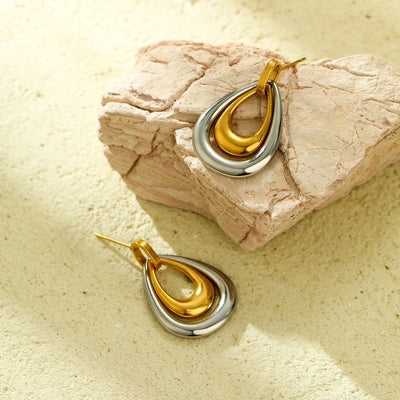 Jewelry Casual Simple Style Water Droplets 304 Stainless Steel Earrings Necklace