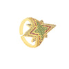 Copper Inlay Hexagram Star Zircon Open Rings