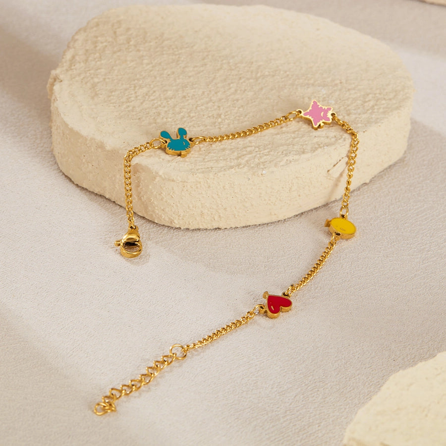 Simple Style Star Heart Shape 304 Stainless Steel Cuban Link Chain Curb Chain Bracelets In Bulk