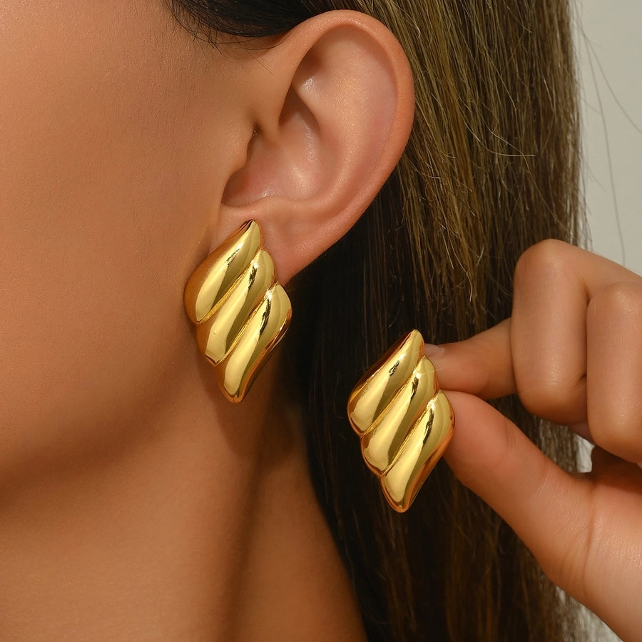 1 Pair Simple Style Classic Style Streetwear Geometric 304 Stainless Steel Imitation Gold  Ear Studs