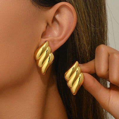 1 Pair Simple Style Classic Style Streetwear Geometric 304 Stainless Steel Imitation Gold  Ear Studs