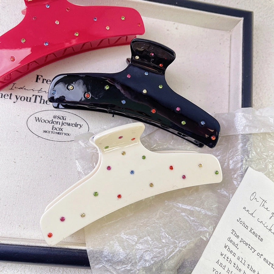 Simple Style Classic Style Solid Color Acetic acid sheets Inlay Rhinestones Hair Claws 1 Piece