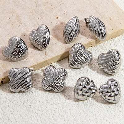 1 Pair Vintage Style Classic Style Geometric Heart Shape Plating 304 Stainless Steel Ear Studs