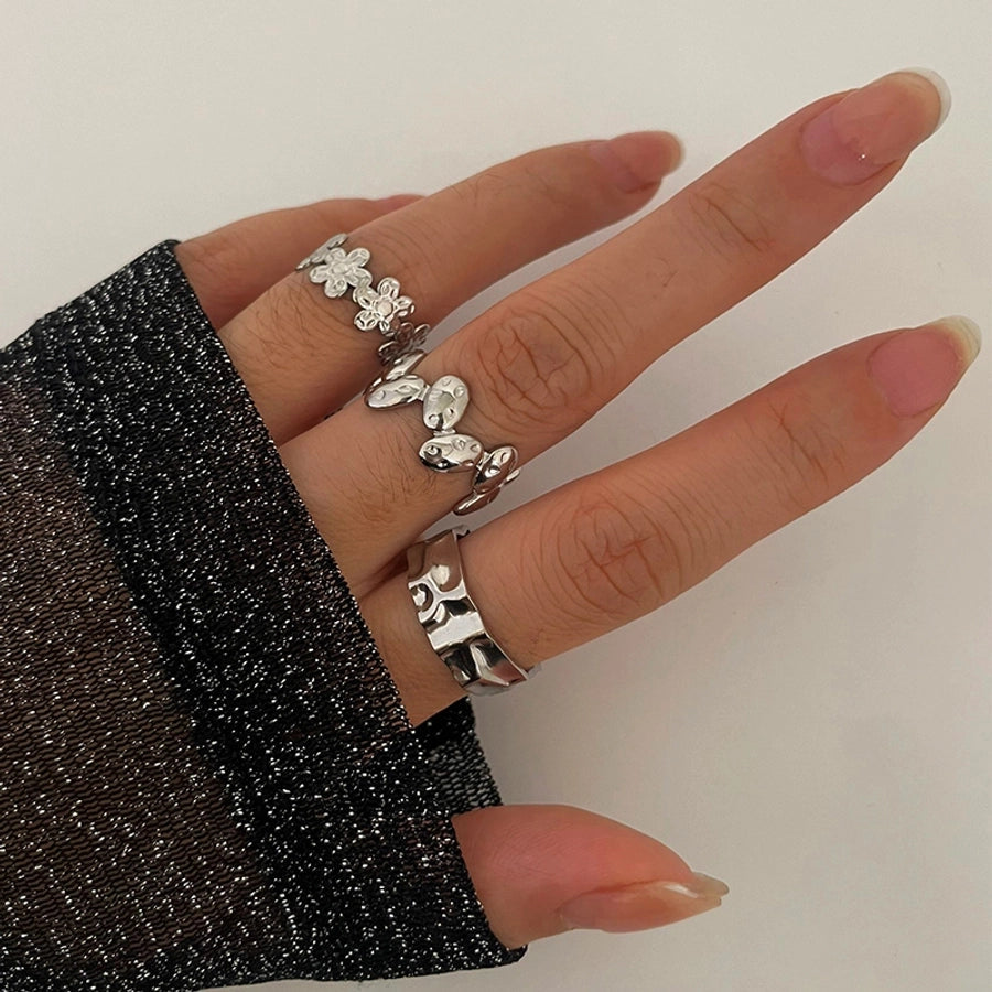 Jewelry IG Style Nordic Style Commute Solid Color 316L Stainless Steel  18K Gold Plated Irregular Open Rings