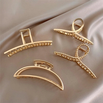 retro solid color alloy plating hair claws 1 piece
