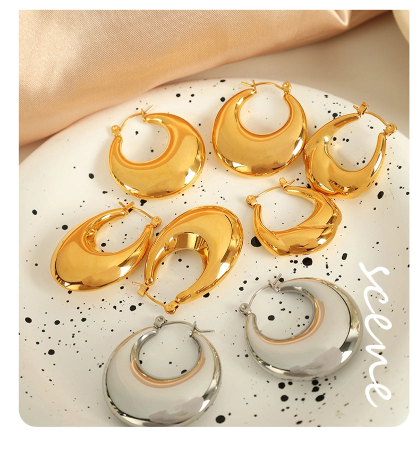 1 Pair Elegant French Style Commute U Shape Semicircle Polishing Plating 304 Stainless Steel 18K Gold Plated Earrings