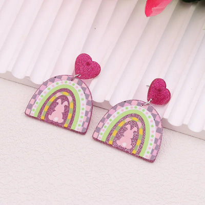 1 Pair Sweet Rabbit Colorful Egg Arylic Drop Earrings