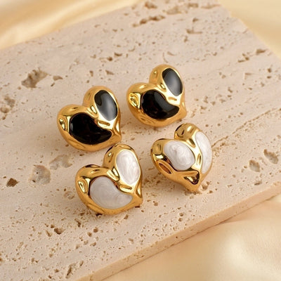 1 Pair Princess Romantic Heart Shape 304 Stainless Steel Ear Studs