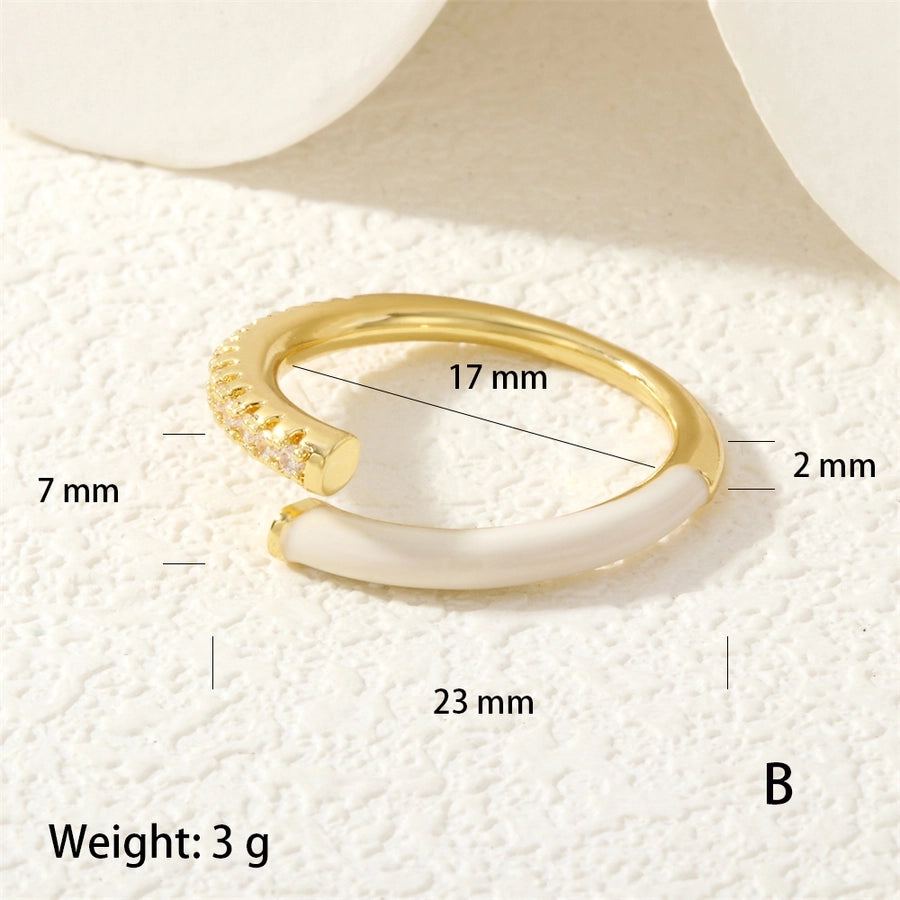 Jewelry Classic Style Geometric Lines Copper Zircon Enamel Rings