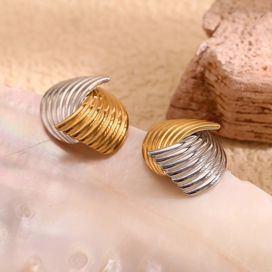 1 Pair Simple Style Geometric Mixed Metal 304 Stainless Steel 18K Gold Plated Ear Studs