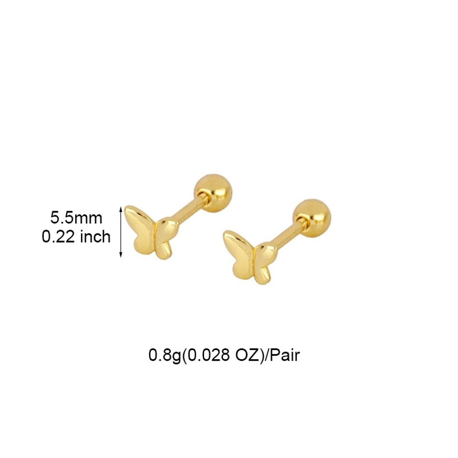 1 Pair IG Style Elegant Butterfly Copper 24K Gold Plated Ear Studs