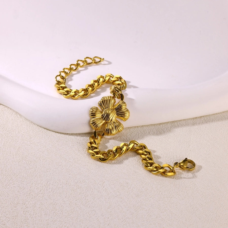 Romantic Pastoral Solid Color Flower 304 Stainless Steel Bracelets In Bulk