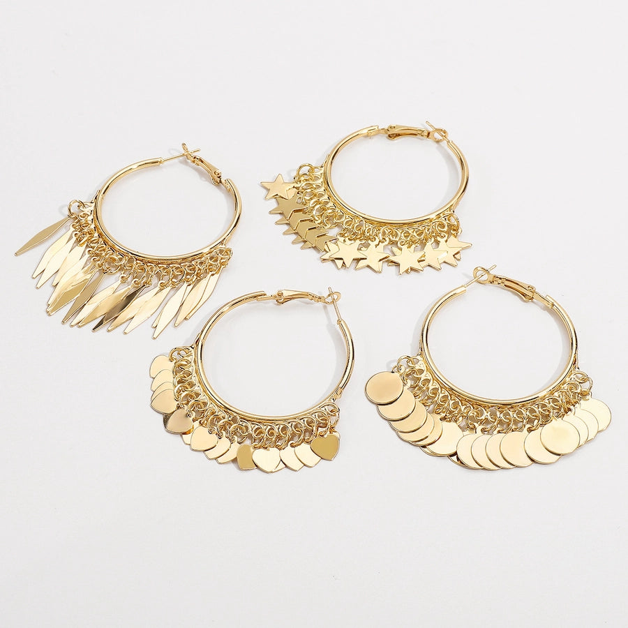 1 Pair Retro Round Star Heart Shape Plating Iron Gold Plated Earrings