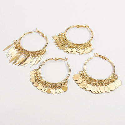 1 Pair Retro Round Star Heart Shape Plating Iron Gold Plated Earrings