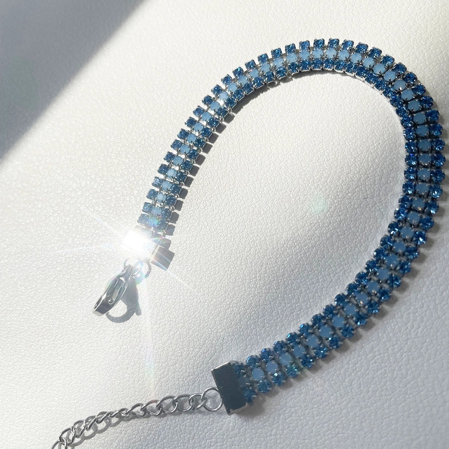 Glam Shiny Colorful 304 Stainless Steel Tennis Chain Bracelets In Bulk