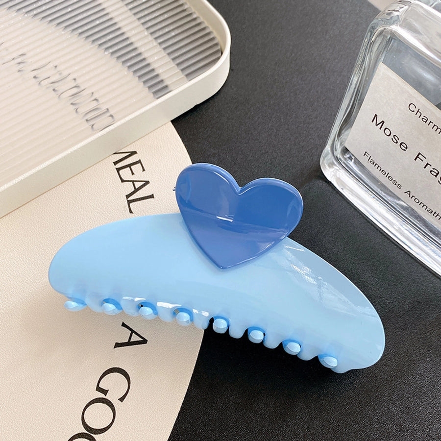 Women's Simple Style Heart Shape Plastic Resin Hair Claws
