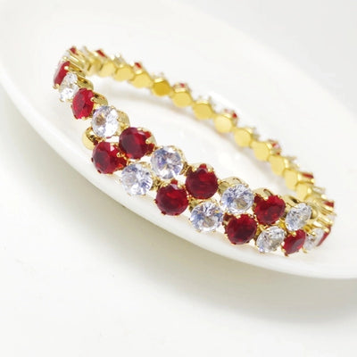 Elegant Solid Color 304 Stainless Steel 18K Gold Plated Zircon Bangle In Bulk