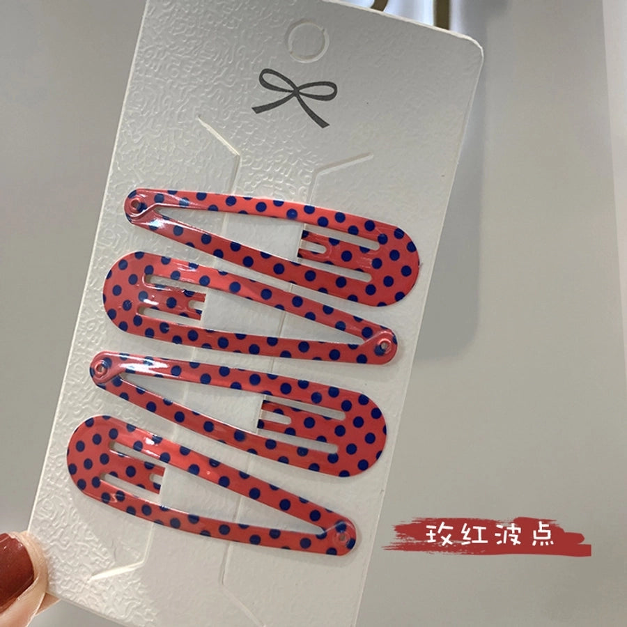 simple style water droplets metal plating hair clip 1 set