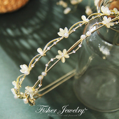 fashion flower alloy inlay artificial pearls rhinestones hair band 1 piece