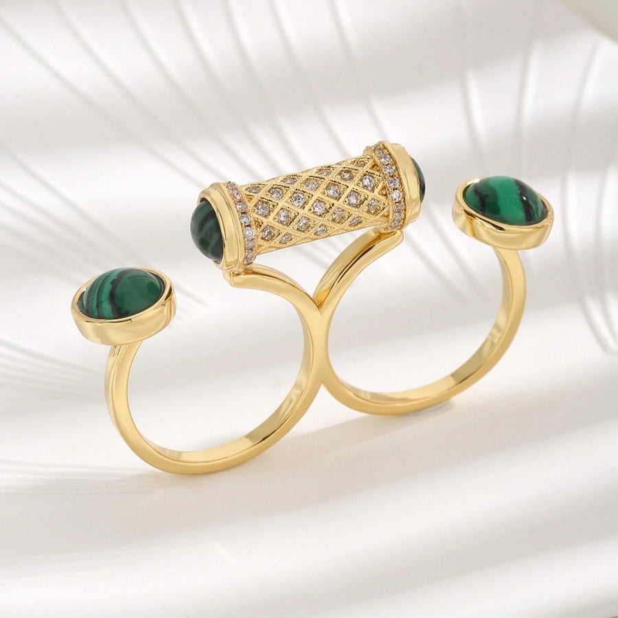 Jewelry Novelty Geometric Copper Zircon 18K Gold Plated Open Rings