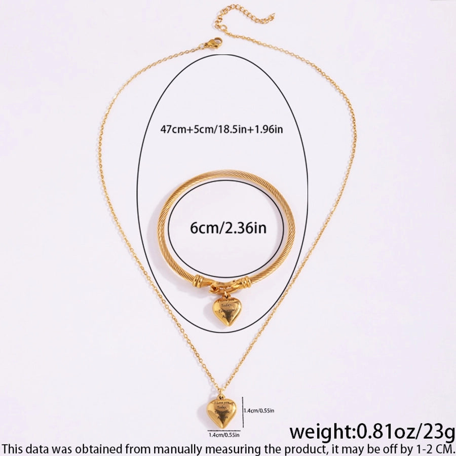 Jewelry Simple Style Heart Shape Titanium Steel Bracelets Necklace