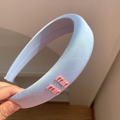 Macaron Color Series Letters Headband Satin High Skull Top Small Fresh Headband Face Wash Hair Pressing Hairpin Hair Accessories Headwear