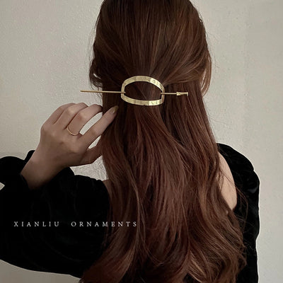 simple style solid color alloy plating hairpin