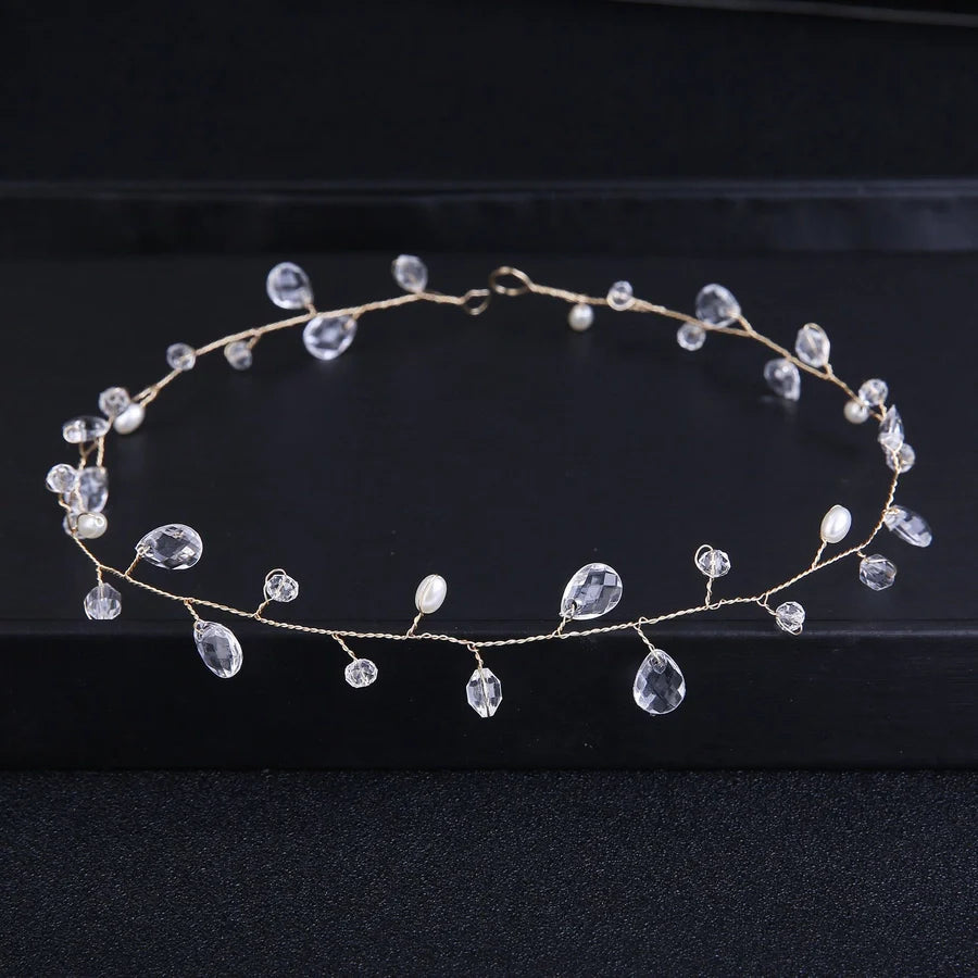 brides lengthened bridal handmade pearl hairband wedding accessories