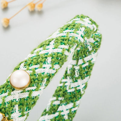 sweet round cloth plating inlay rhinestones pearl hair band