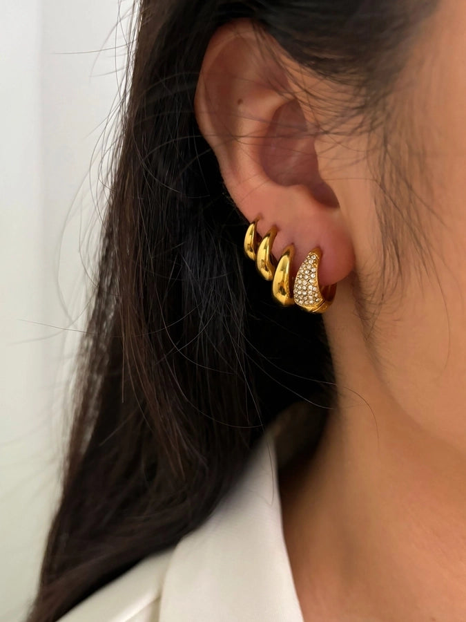 1 Pair Retro Geometric 316L Stainless Steel  Rhinestones 18K Gold Plated Earrings