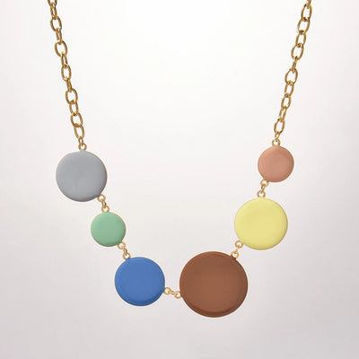 Jewelry Modern Style Round Flower 304 Stainless Steel 14K Gold Plated Beaded Enamel Plating Pendant Necklace